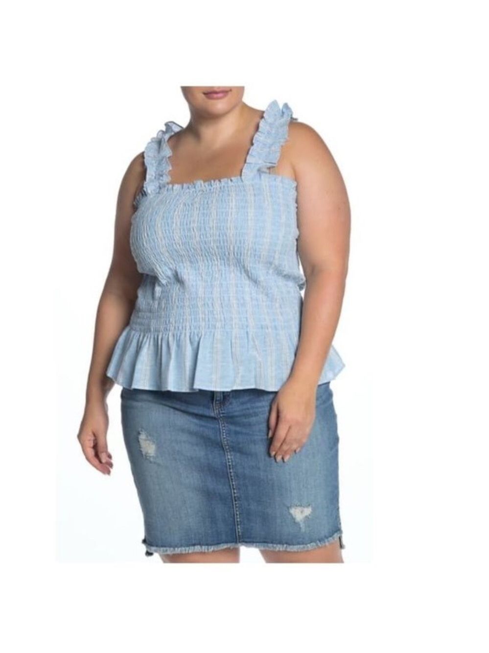 PLANET GOLD Smocked Tank Top(Plus Size)